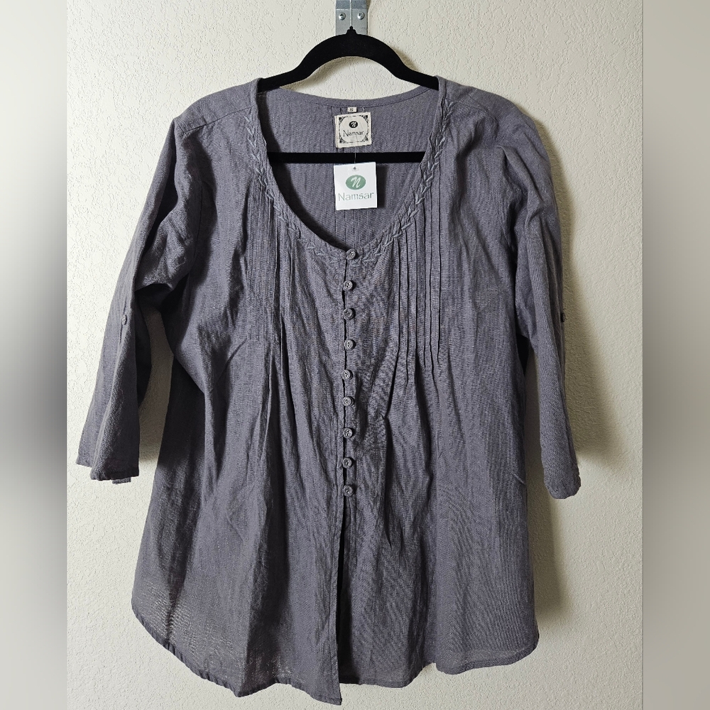 Namsar Cotton Blouse With Roll Up/ Down Sleeves